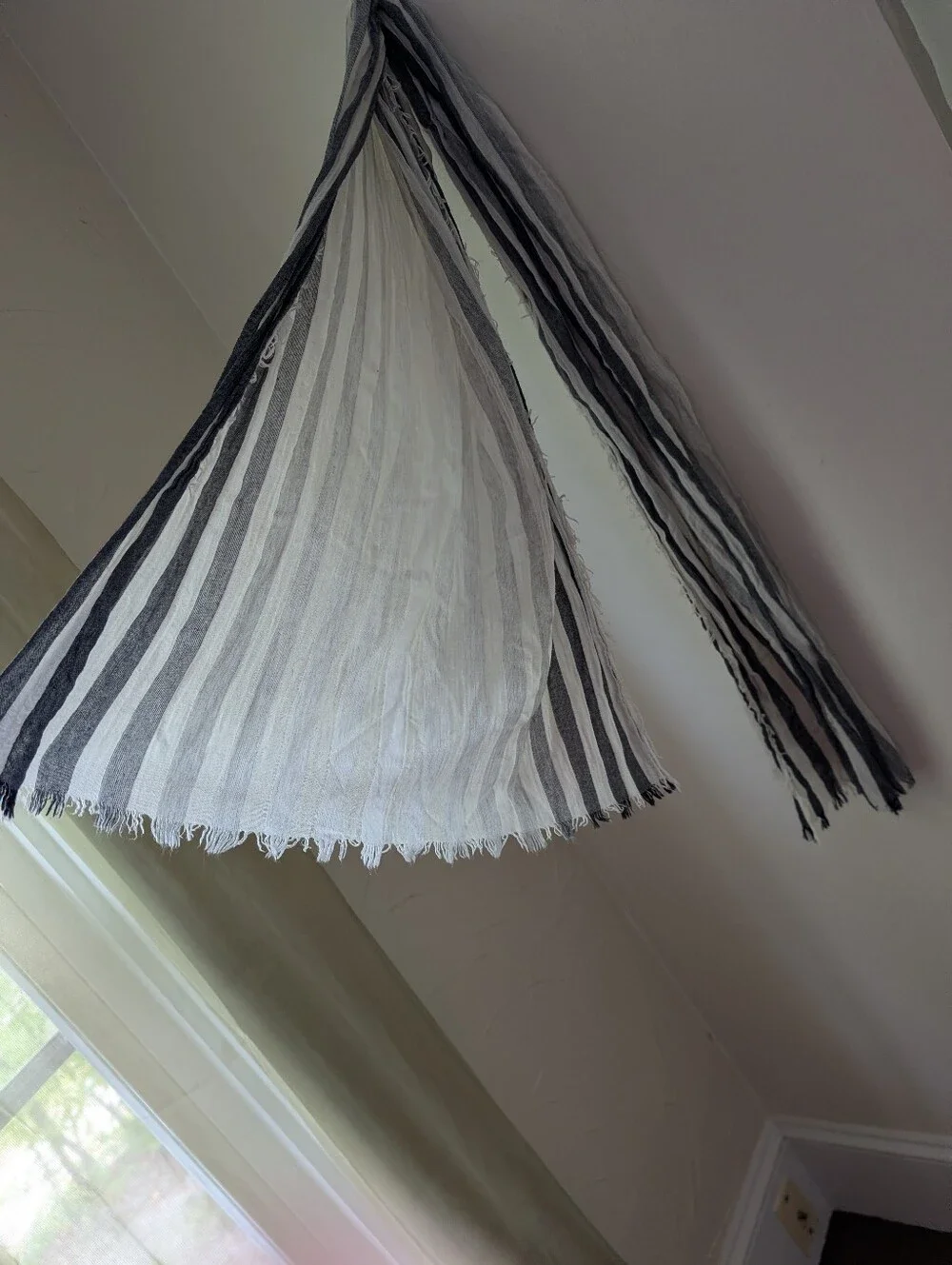 Striped Gray and White Sheer Scarf